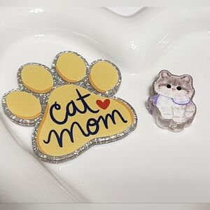 Cat Mom Pawprint Flatback Acrylic Beads Crafts Badge Keychain Bag Clip Hair Clip